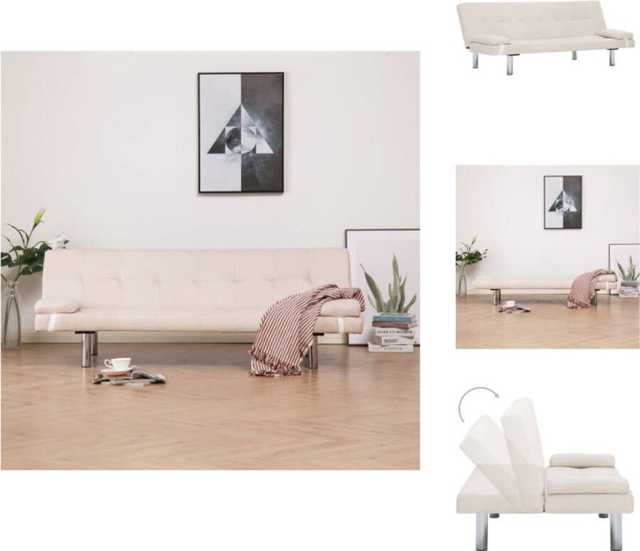 VidaXL Bedbank Sleeper Houten Frame Crème 168 x 77 x 64 cm Verstelbaar Bank