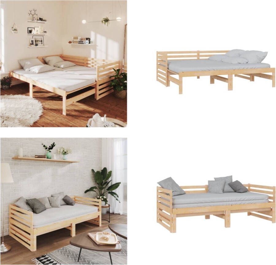 VidaXL Slaapbank uitschuifbaar massief grenenhout 2x(90x200) cm Bedbank Bedbanken Bed Bank Bed Banken