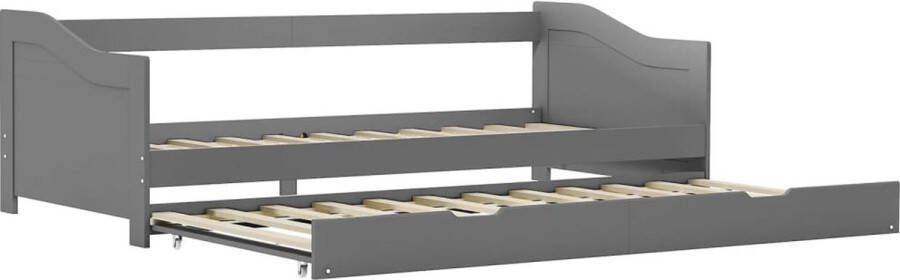 VidaXL -Bedbankframe-uittrekbaar-grenenhout-grijs-90x200-cm
