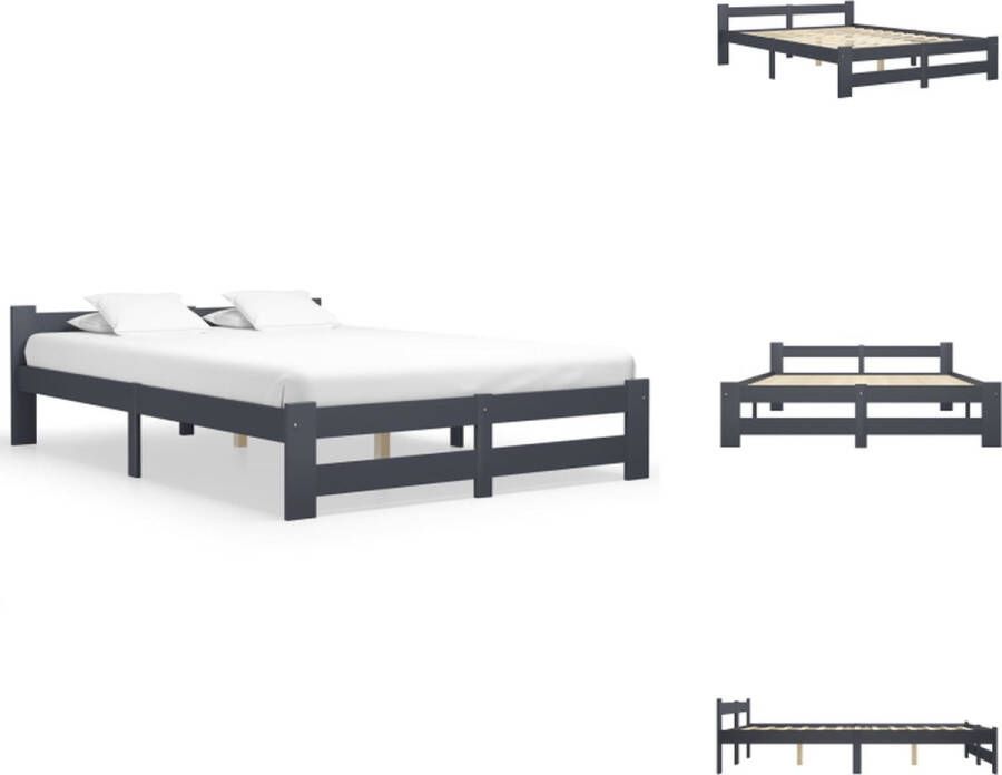 VidaXL Beddenframe Grenenhout Donkergrijs 204x167x55 cm Geschikt voor 160x200 cm matras Montage vereist Bed