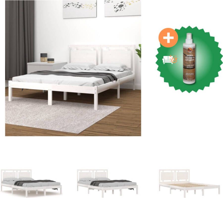 VidaXL Bedframe 120 x 190 cm Massief grenenhout Multiplex lattenbodem Bed Inclusief Houtreiniger en verfrisser