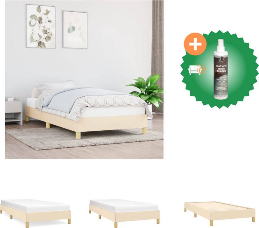VidaXL Bedframe Crème 193 x 93 x 25 cm Stof Multiplex Geschikt voor 90 x 190 cm Matras Bed Inclusief Reiniger - Foto 2