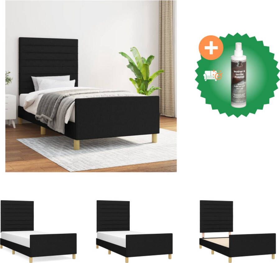 VidaXL Bedframe zwart 203 x 103 x 118 128 cm verstelbaar hoofdeinde en multiplex lattenbodem Bed Inclusief Reiniger - Foto 2