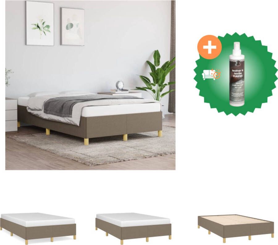 VidaXL Bedframe Taupe 203 x 123 x 35 cm Ademend en Duurzaam Multiplex Lattenbodem Voor matras 120 x 200 cm Inclusief Montagehandleiding Bed Inclusief Reiniger