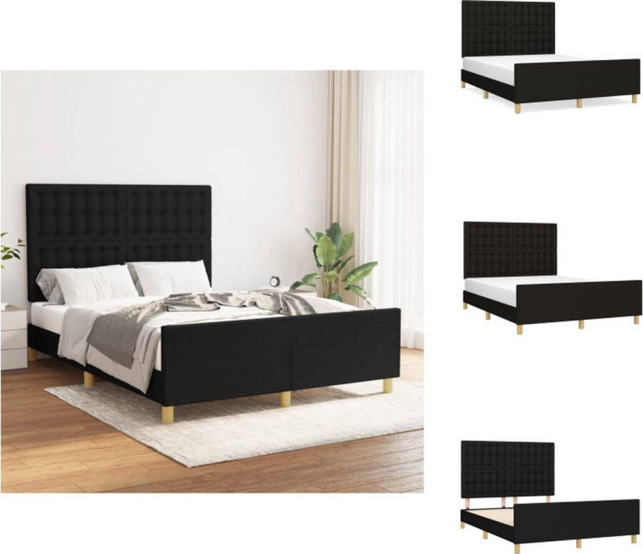 VidaXL Bedframe 203 x 146 x 118 128 cm Stof Zwart Bed