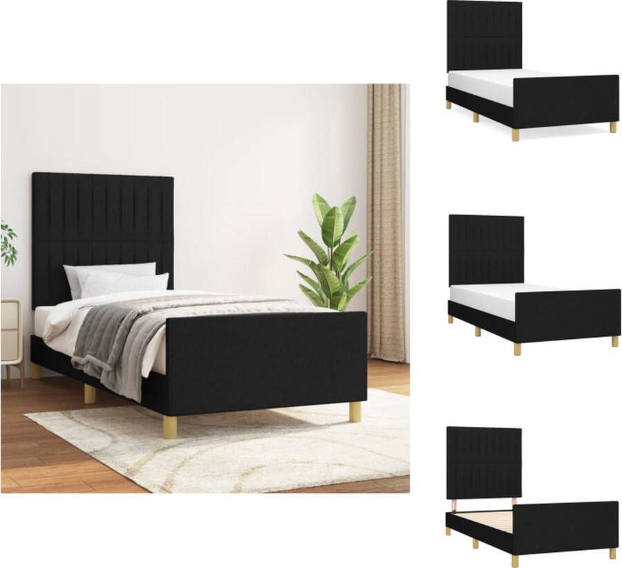 VidaXL Bedframe 203 x 83 x 118 128 cm verstelbaar hoofdeind zwart Bed
