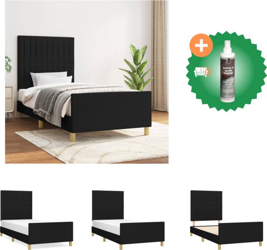 VidaXL Bedframe zwart 203 x 83 x 118 128 cm verstelbaar hoofdeind stabiele poten multiplex lattenbodem comfortabele ondersteuning geschikt voor 80 x 200 cm matras Bed Inclusief Reiniger