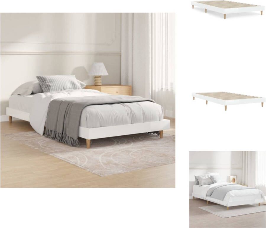 VidaXL Bedframe 203 x 93 x 20 cm hoogglans wit Bed