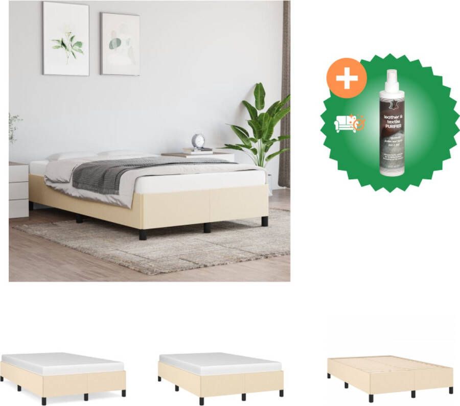 VidaXL Bedframe Crème Dubbel 120 x 200 cm Duurzaam Ondersteunende poten Multiplex lattenbodem Bed Inclusief Reiniger