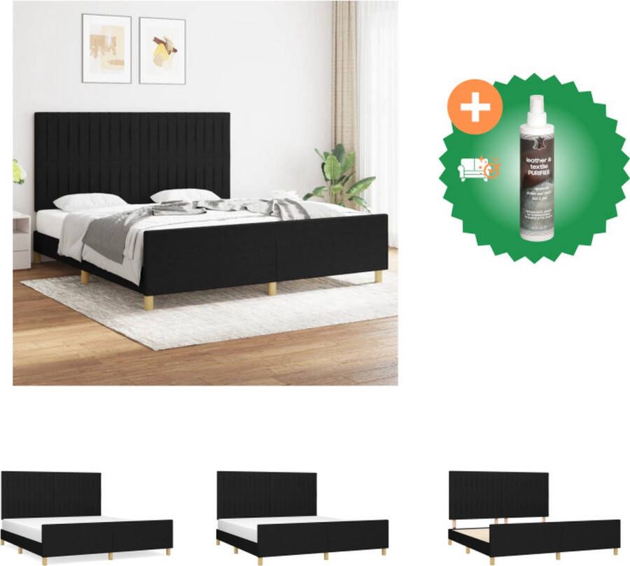 VidaXL Bedframe Zwart stoffen bedframe met verstelbaar hoofdeinde 203 x 186 x 118 128 cm Geschikt voor matras 180 x 200 cm Inclusief montagehandleiding Bed Inclusief Reiniger - Foto 2