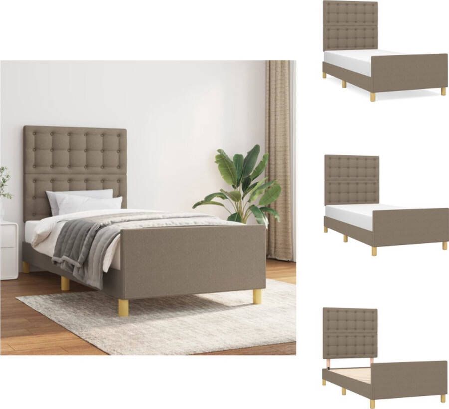 VidaXL Bedframe 203x93 cm Taupe Verstelbaar hoofdeind Stabiele poten Multiplex lattenbodem Comfortabele ondersteuning Bed