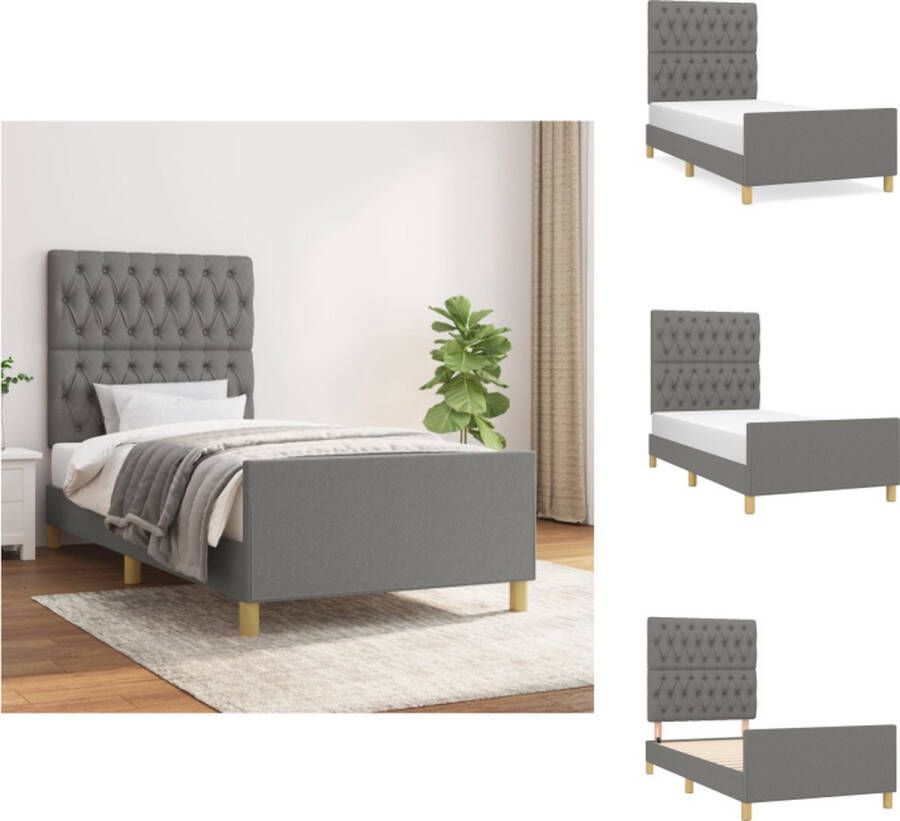 VidaXL Bedframe 203x93x118cm Donkergrijs Bed