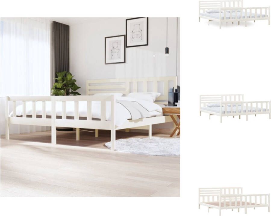 VidaXL Bedframe 206x205.5x100cm wit Massief grenenhout Bed