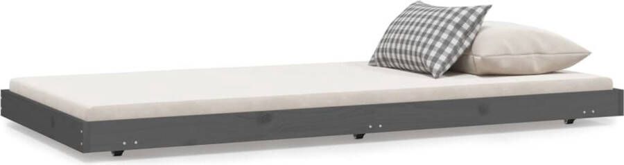VidaXL -Bedframe-75x190-cm-massief-grenenhout-grijs - Foto 3