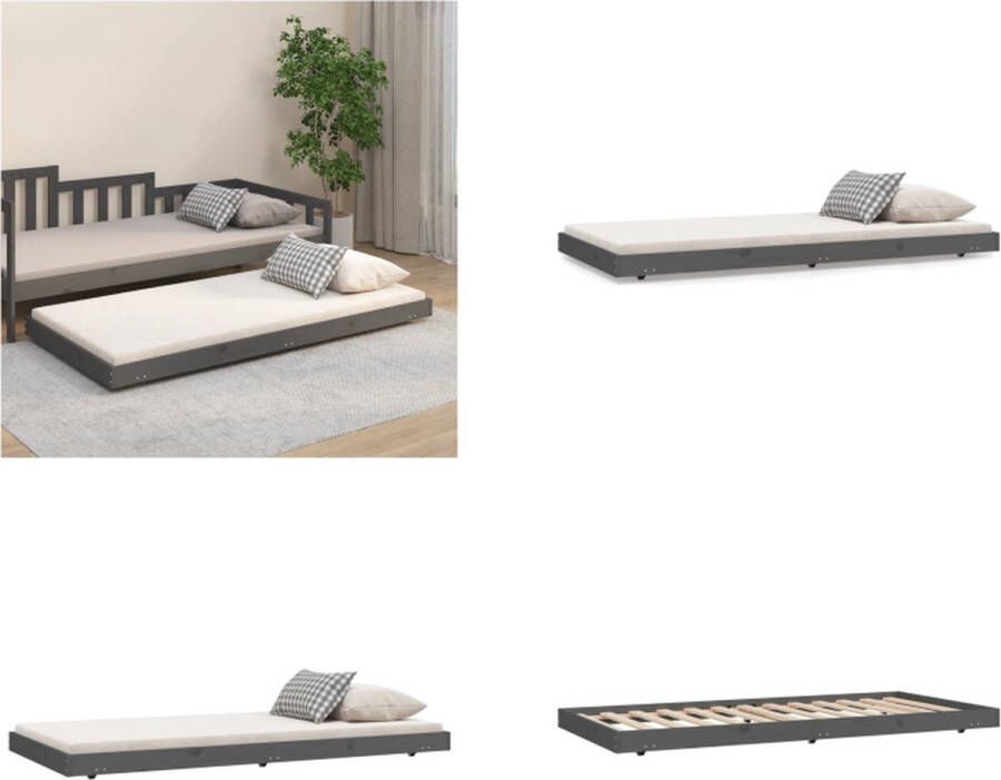 VidaXL Bedframe 75x190 cm massief grenenhout grijs Bedframe Bedframes Eenpersoonsbed Bed