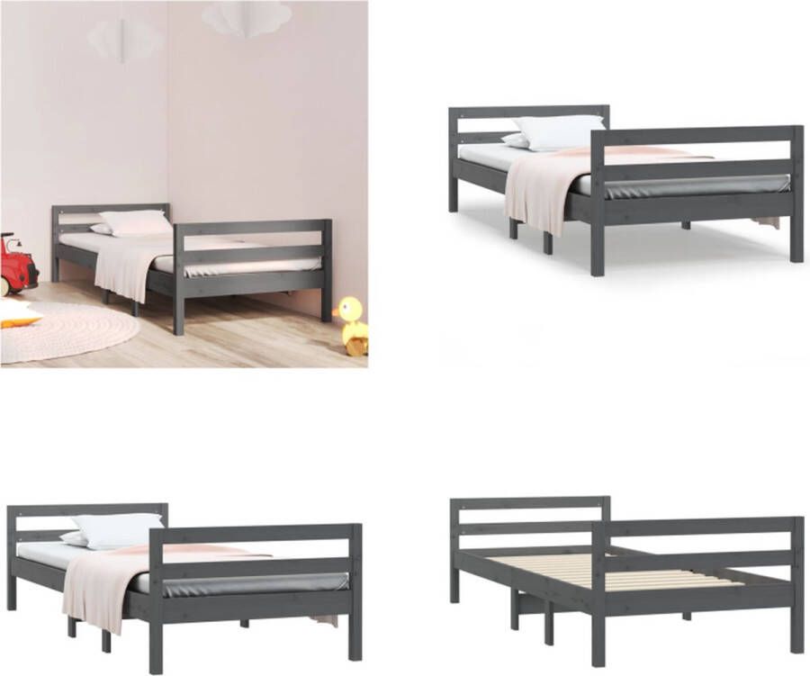 VidaXL Bedframe 75x190 cm massief grenenhout grijs Bedframe Eenpersoonsbed Bed