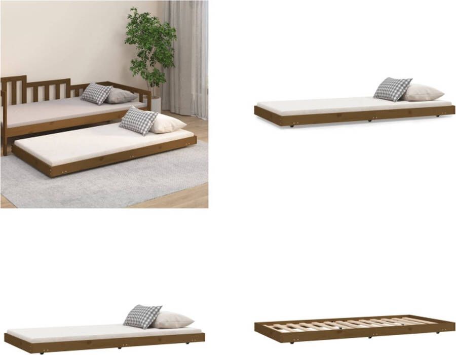 VidaXL Bedframe 75x190 cm massief grenenhout honingbruin Bedframe Bedframes Eenpersoonsbed Bed