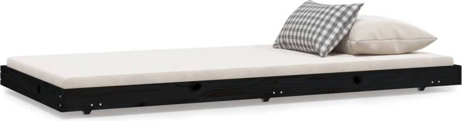 VidaXL -Bedframe-75x190-cm-massief-grenenhout-zwart - Foto 3