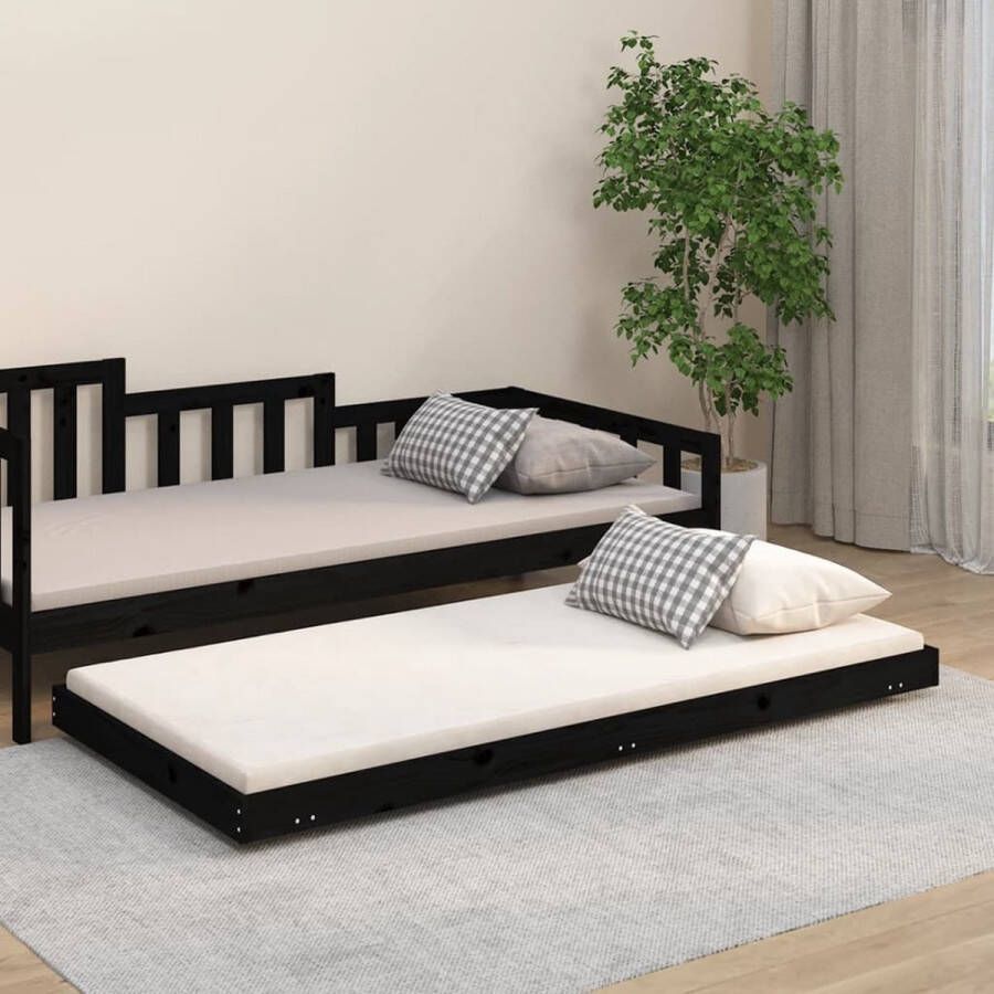 VidaXL -Bedframe-75x190-cm-massief-grenenhout-zwart - Foto 4