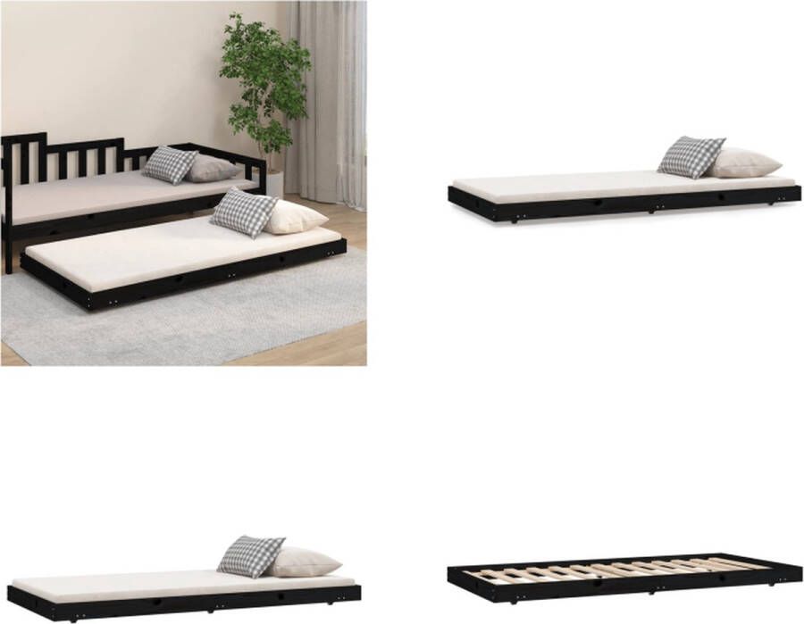 VidaXL Bedframe 75x190 cm massief grenenhout zwart Bedframe Bedframes Eenpersoonsbed Bed