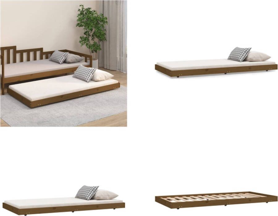 VidaXL Bedframe 90x190 cm massief grenenhout honingbruin Bedframe Bedframes Eenpersoonsbed Bed