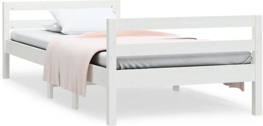 VidaXL Bedframe zonder matras massief grenenhout wit 90x190 cm