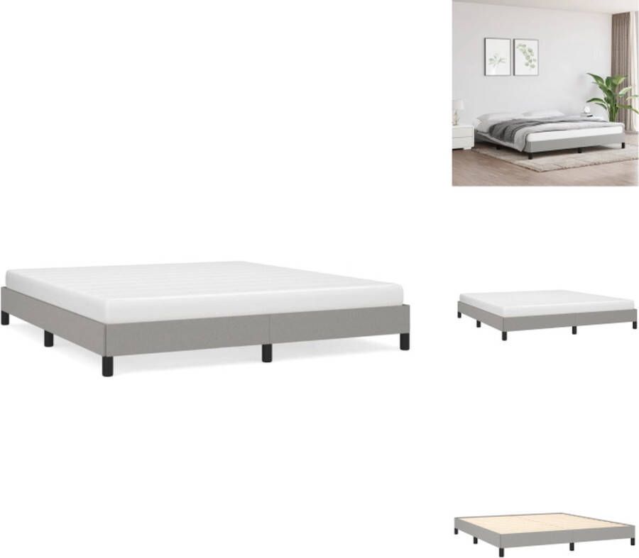 vidaXL Bedframe Afmeting- 203 x 163 x 25 cm Kleur- Lichtgrijs Materiaal- Stof multiplex Bed