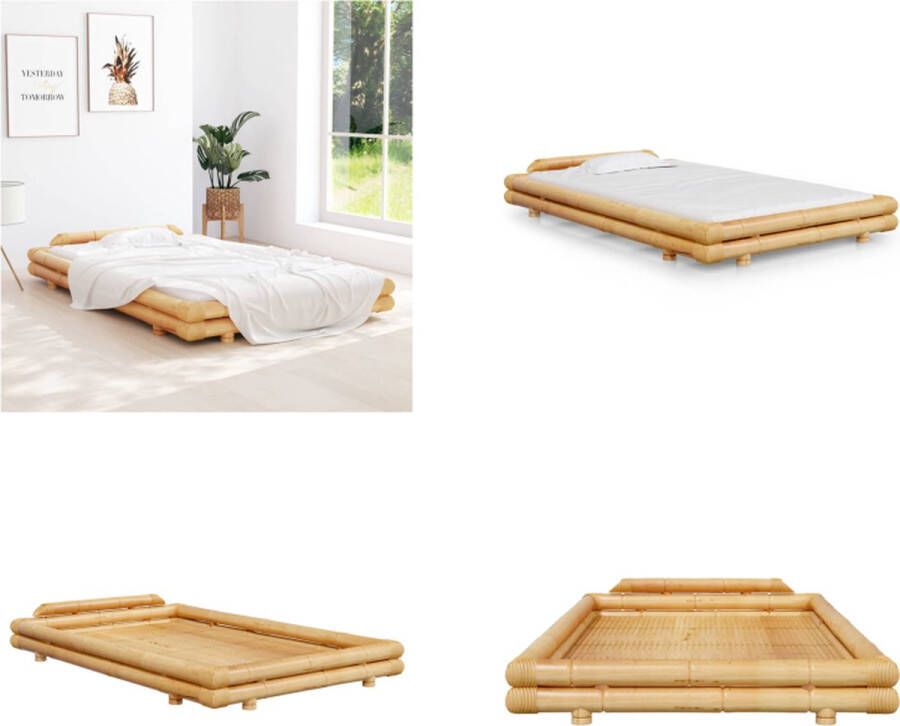 vidaXL Bedframe bamboe 120x200 cm Bedframe Bedframes Tweepersoonsbed Bed