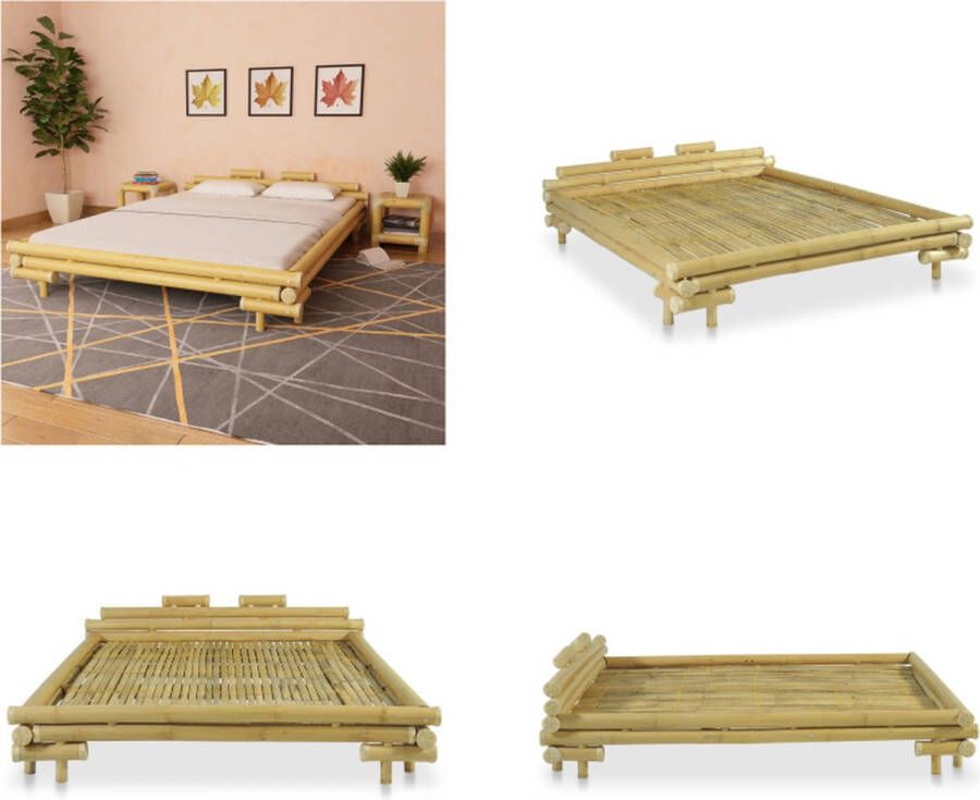 VidaXL Bedframe bamboe 160x200 cm Bamboebed Bamboebedden Bamboe Bed Bamboe Bedden