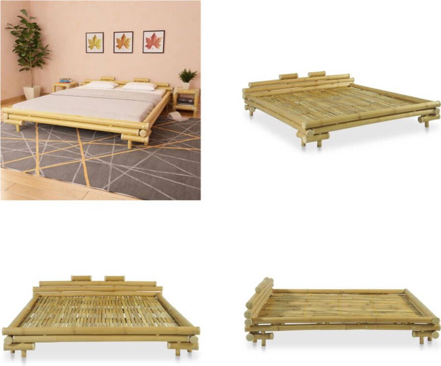 VidaXL Bedframe bamboe 180x200 cm Bamboebed Bamboebedden Bamboe Bed Bamboe Bedden