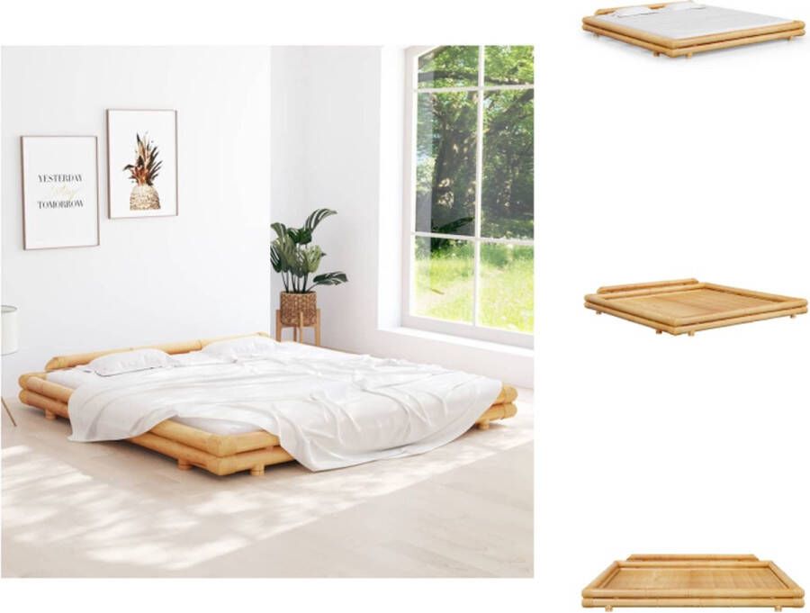 VidaXL Bedframe Bamboe en rattan 220x220x36.5 cm Rustieke stijl Montage vereist Bed