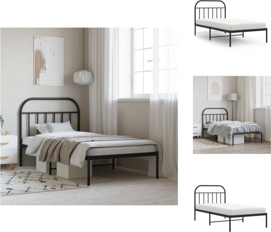 VidaXL Bedframe Klassiek Robuust Metalen Constructie Metalen Latten Extra Opbergruimte Comfortabele Ondersteuning Zwart 207 x 112 x 90 cm Geschikt voor 107 x 203 cm matrasfor Montage vereist Bed - Foto 2