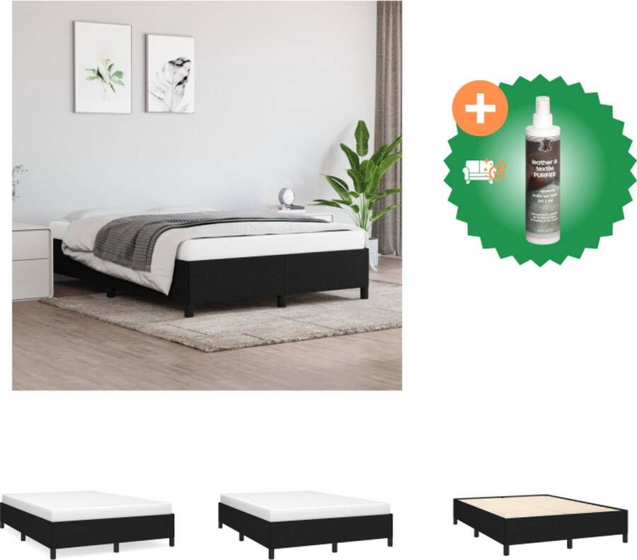 VidaXL Bedframe Zwart 203 x 143 x 25 cm Ademend en duurzaam met ondersteunende poten Geschikt voor 140 x 200 cm matras Bed Inclusief Reiniger