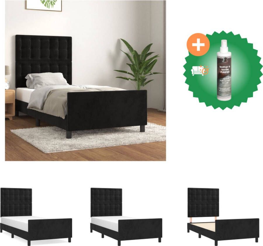VidaXL Bedframe Bedframes 203 x 83 x 118 128 cm Verstelbaar Multiplex lattenbodem Zwart fluweel Inclusief hoofdeind Bed Inclusief Reiniger