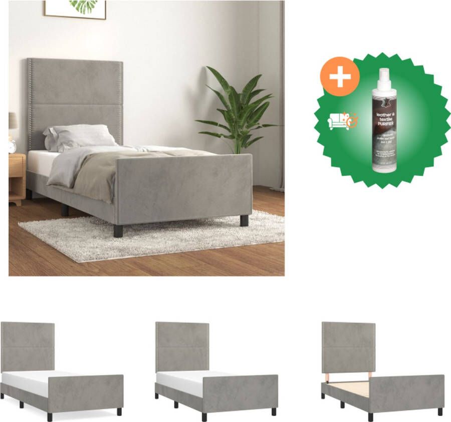 VidaXL Bedframe Bedframes 203 x 93 x 118 128 cm Lichtgrijs Fluweel Bed Inclusief Reiniger