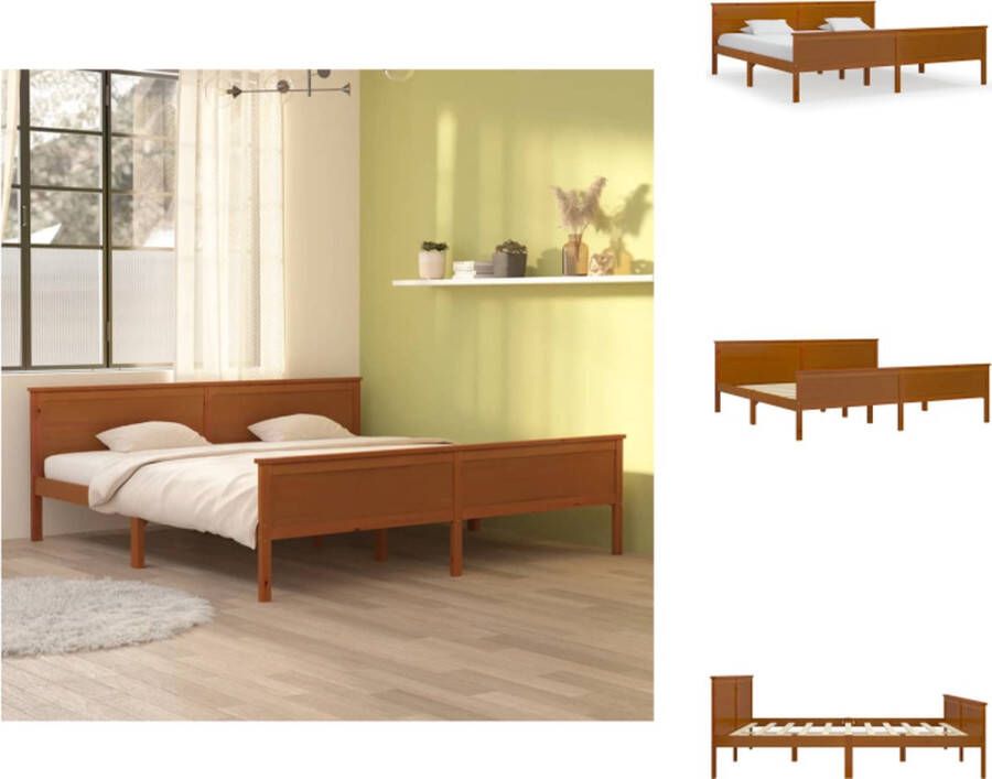 vidaXL Bedframe Bedframes 208 x 208 x 77 cm Honingbruin Massief grenenhout en multiplex Montage vereist Bed