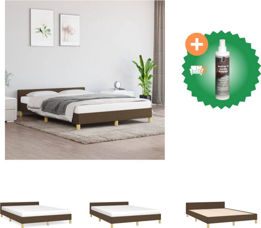 VidaXL Bedframe Donkerbruin 193 x 146 x 118 128 cm Verstelbaar hoofdeind en ondersteunende poten Multiplex lattenbodem Comfortabele rugondersteuning Bed Inclusief Reiniger
