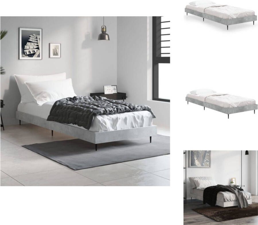 VidaXL Bedframe Bedframes Slaapkamermeubel Slaapmeubel Bedframe bewerkt hout betongrijs 75x190 cm - Foto 3