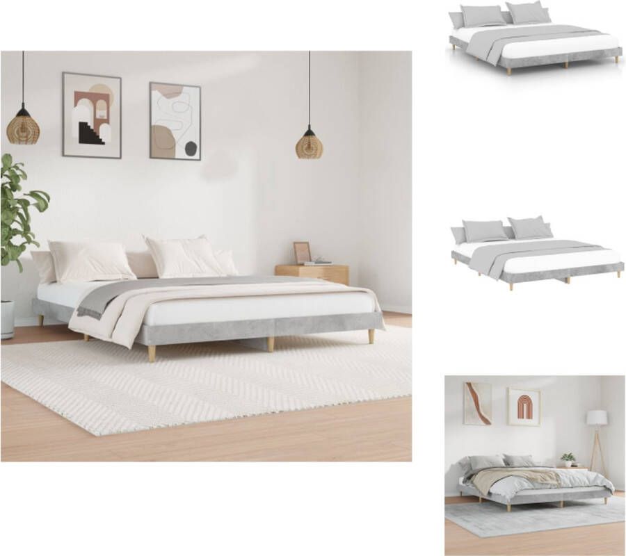 VidaXL Bedframe Betongrijs 203x203x20 cm Multiplex lattenbodem Bed