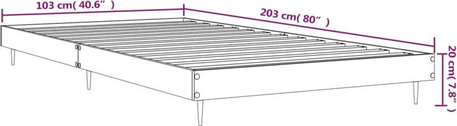 VidaXL -Bedframe-bewerkt-hout-betongrijs-100x200-cm - Foto 3