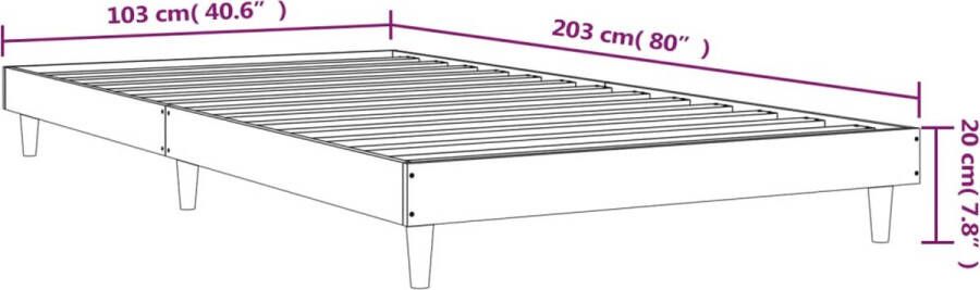 VidaXL -Bedframe-bewerkt-hout-betongrijs-100x200-cm