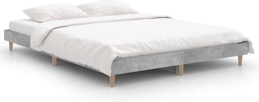 VidaXL -Bedframe-bewerkt-hout-betongrijs-135x190-cm