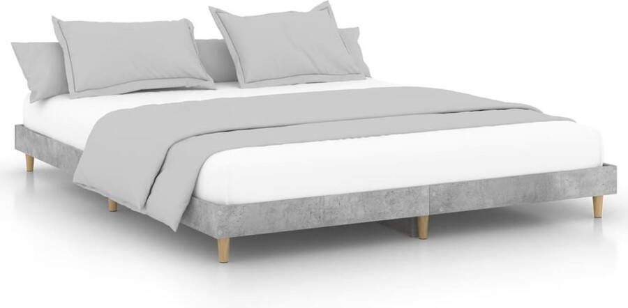 VidaXL -Bedframe-bewerkt-hout-betongrijs-200x200-cm - Foto 2