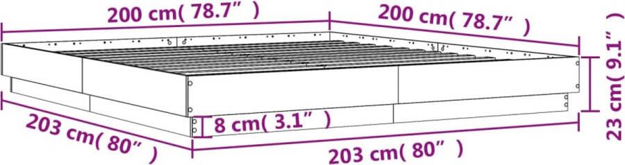 VidaXL -Bedframe-bewerkt-hout-betongrijs-200x200-cm - Foto 2