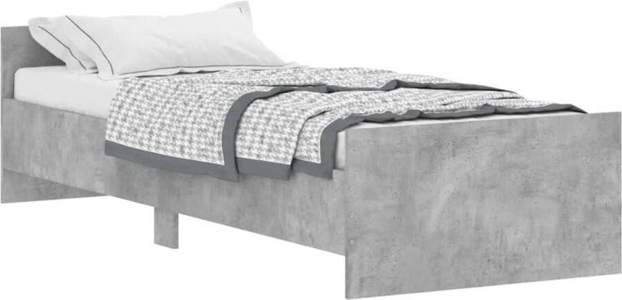 VidaXL Bedframe Bewerkt Hout Betongrijs 75x190 cm Beton Grijs Bedframe Houten Bedframe Tweepersoons Bed Enkel Bed Boxspring Bed Stapelbaar Bed Compact Bed Modern Bed Minimalistisch Bed Design Bed - Foto 2