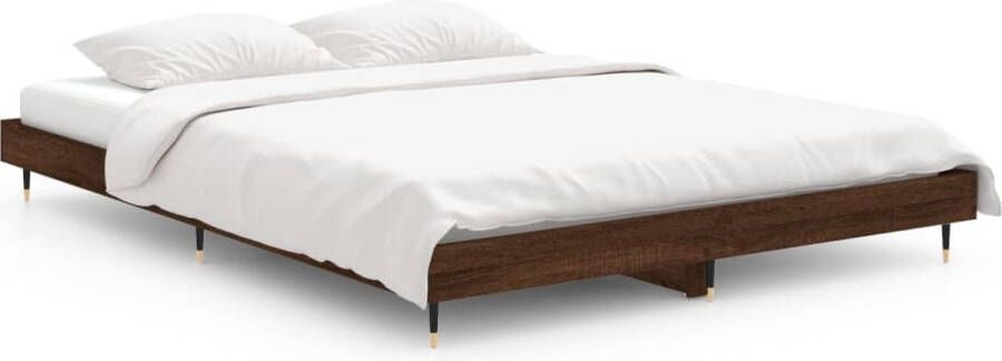 VIDAXL Bedframe zonder matras bewerkt hout bruin eikenkleur 140x190 cm - Foto 2