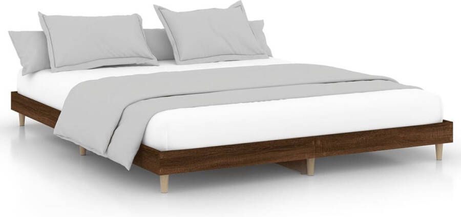 VidaXL Bedframe zonder matras bewerkt hout bruin eikenkleur 160x200 cm - Foto 2