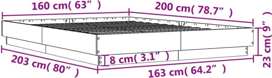 VidaXL -Bedframe-bewerkt-hout-bruin-eikenkleur-160x200-cm - Foto 4