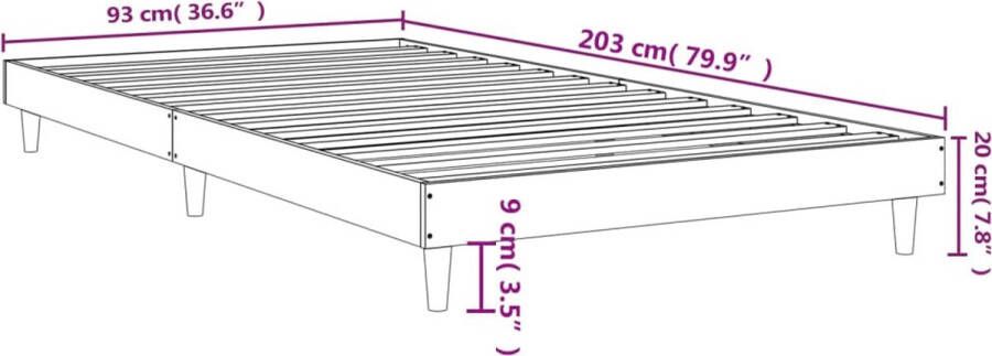 VidaXL Bedframe zonder matras bewerkt hout bruin eikenkleur 90x200 cm