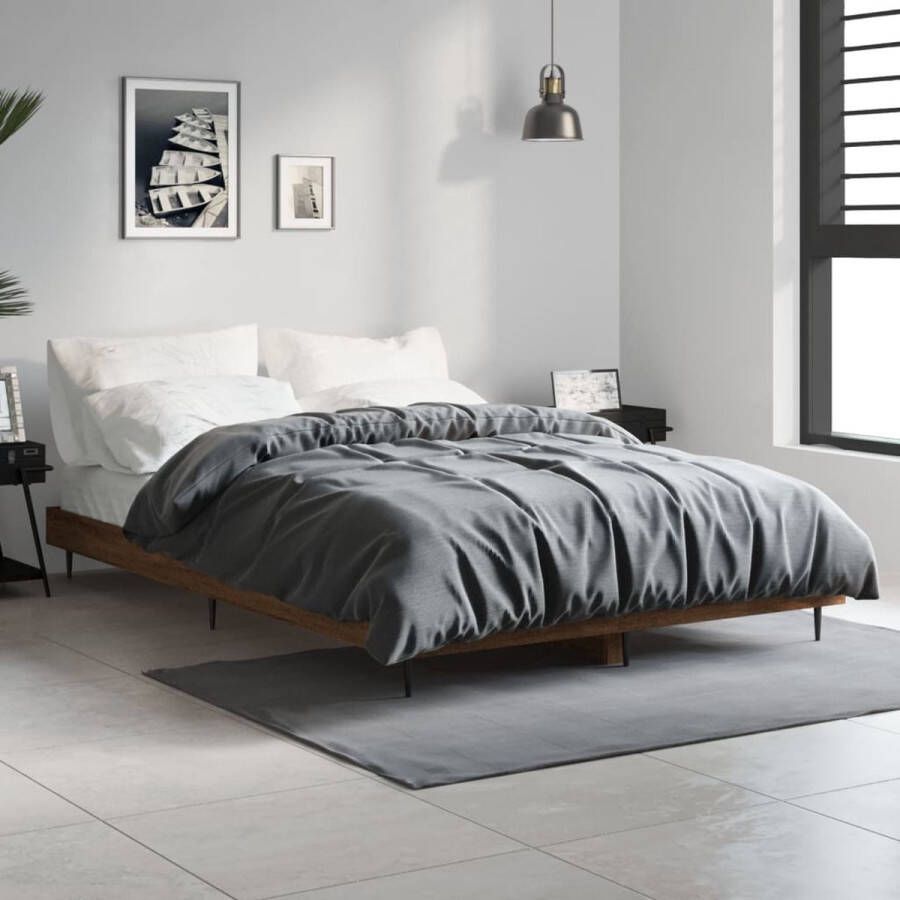 VIDAXL Bedframe zonder matras bewerkt hout bruin eikenkleur 120x190 cm